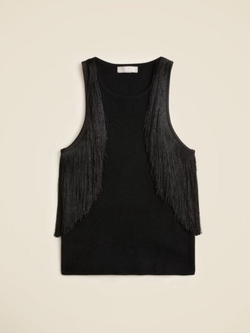 J.Crew Cashmere Fringe-Trim Sweater-tank in Black size XL